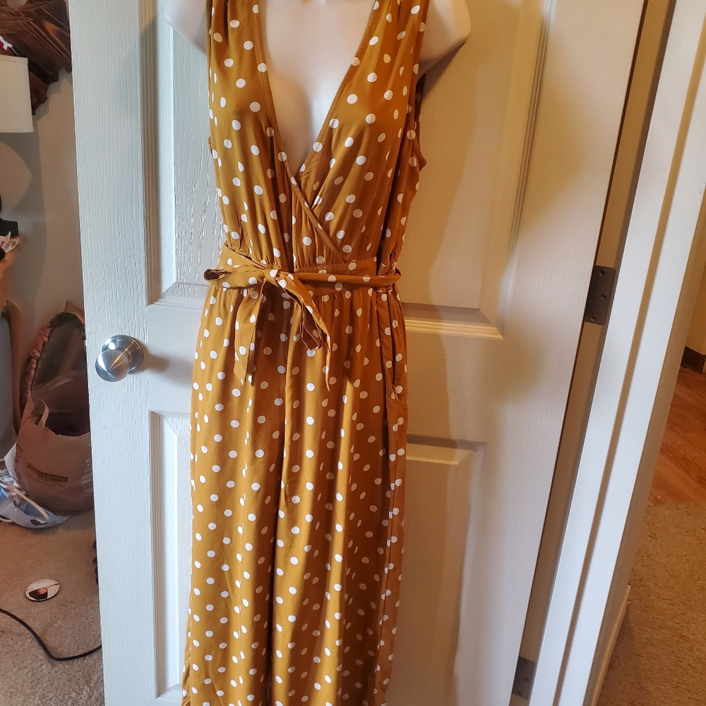 BP polka dot wide leg cropped jumpsuit